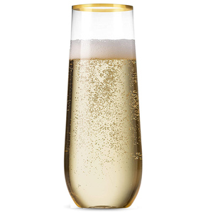 Factory Stemless plastic Wine glasses shatterproof champagne flutes recyclable unbreakable cocktail cup