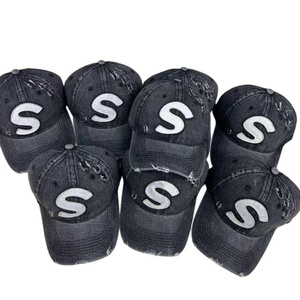 Casquette de baseball unisexe en denim délavé HKZB, avec grande lettre S, tendance, polyvalente, décontractée, logo personnalisable disponible, modèle courant - Product Image 5