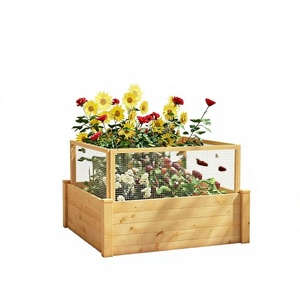 Jardinière surélevée contemporaine <span class=keywords><strong>en</strong></span> bois de sapin écologique et durable, avec grille de culture à fond ouvert, pot de fleurs - Product Image 2