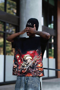 T-shirt surdimensionné en coton 100% de qualité supérieure avec imprimé ange en strass, streetwear pour hommes, logo personnalisé, vente en gros - Product Image 4