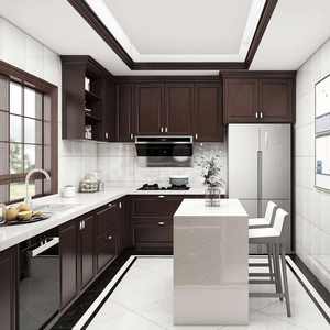 Dosseret de cuisine moderne en mélamine imperméable en forme de U, placage de bois durable en contreplaqué pour villa et appartement - Product Image 1