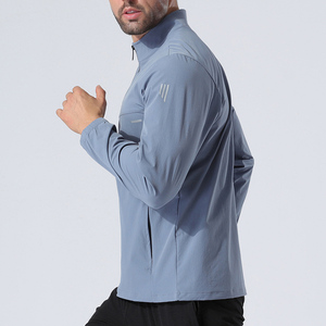 <span class=keywords><strong>Veste</strong></span> coupe-vent à fermeture éclair à manches longues pour le sport, la course à pied et la remise en forme, séchage rapide, protection solaire, respirante, pour hommes, vêtements d'extérieur - Product Image 2