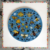 Nouvelle broderie thermocollante en chenille tridimensionnelle, motif abeille multicolore, avec sequins en résine et patch en feutre pour vêtements, directement de l'usine