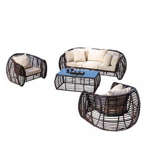 Conjunto de Sofás de Ratán para Exteriores, Resistentes al Agua, Tamaño Convencional, Muebles de Jardín, Estilo Moderno y Simple, Cojines de Ratán PE Resistentes a los Rayos UV - Product Image 4