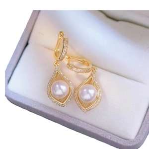 WENCHI S925 เงินแท้ DIY อุปกรณ์ตกแต่งมุก ตัวล็อคหูแบบเปล่า พร้อมลูกปัดกลมขนาด 7-8 มม. เครื่องประดับแฟชั่นจีน 11282 - Product Image 5