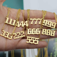Collar de acero inoxidable chapado en oro de 18 quilates 111 222 333 444 555 666 777 888 000 collar delicado collar con número de Ángel para mujer