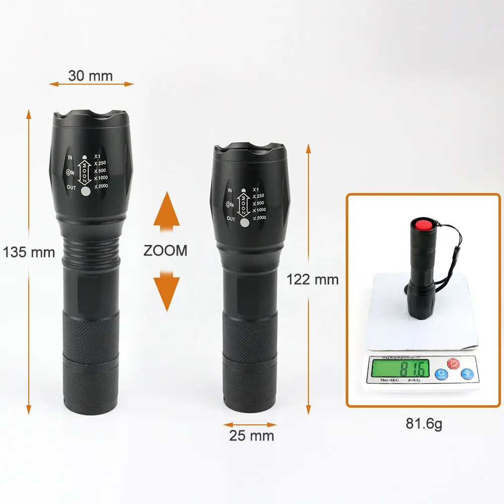 Mini USB Rechargeable 1000ml XML T6 LED lampe de poche tactique en alliage d'aluminium torche lumière longue portée pour le Camping en plein air