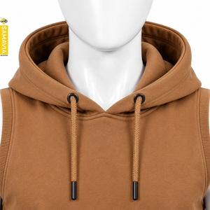 SAMAVIA <b>Men's</b> <b>Sleeveless</b> <b>Hoodie</b>, Premium Fleece Tank Top With Adjustable Drawstring Hood, Custom Pocket And Ribbed Hem - Product Image 4