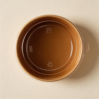Bol en papier kraft biodégradable imprimé sur mesure, durable et robuste, avec couvercle, pour le camping et les plats à emporter