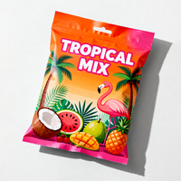 Pochette pour oreiller à dos scellé à impression complète personnalisée avec trou européen pour sac d'emballage en plastique pour collations de bonbons aux fruits