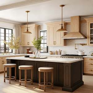 BALOM Cuisine complète de style américain sur mesure, armoires modernes modulaires en bois massif, ensembles complets prêts à assembler - Product Image 1