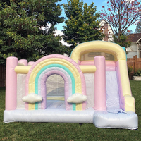 Maison gonflable de rebond d'arc-en-ciel pastel de qualité commerciale d'enfants sautant la maison pleine d'entrain de videur de château avec la glissière