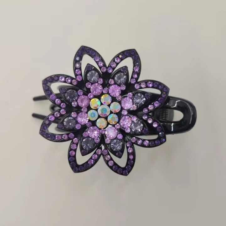 Korean Fashion Women Flower Hairpin Shinny Diamond Rhinestone Hairclip