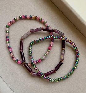 Bracelets perlés en hématite de pierre naturelle, bijoux personnalisés, bijoux de mode en cristal de guérison, collier minimaliste en pierres précieuses, vente en gros - Product Image 1