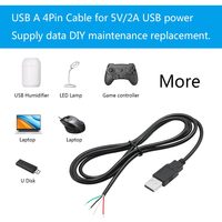 Câble d'alimentation USB A 4 broches mâle 1M/3FT, 5V/2A, câble de données d'alimentation à extrémité ouverte USB 4 broches, étamage de queue, pour équipement USB installé