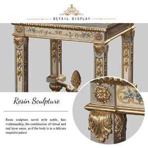 Yips, serie europea de resina, tallado a mano, patrón de rosa azul pintado a mano, mesa auxiliar clásica para sala de estar - Product Image 5