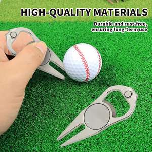 Ouvre-bouteille multifonctionnel, articles promotionnels de golf, outil de réparation de divots de golf en métal personnalisé avec marqueur de balle - Product Image 4