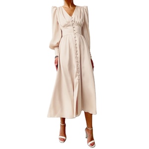 Donne <span class=keywords><strong>primavera</strong></span> donna <span class=keywords><strong>2022</strong></span> laurea abito da ballo formale corte in raso Retro Custom Lantern Sleeves vita dimagrante abito da sera per feste - Product Image 3