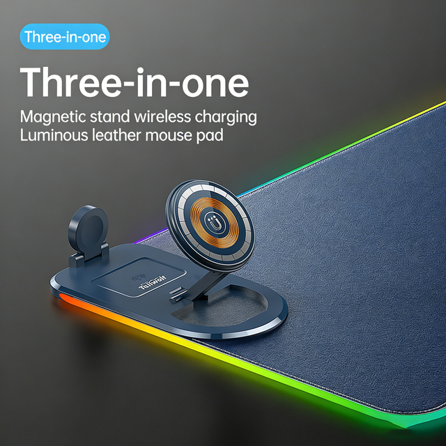 Flashstrike PU Leather 15W 3-in-1 Wireless Charging Gaming Mouse Pad 4mm Thick 80x30cm Waterproof Non-Slip for Office Gaming