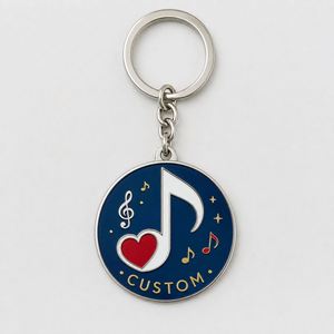Porte-clés personnalisé en gros avec huit notes et cœur, pendentif à thème musical, souvenir pour les amoureux de la musique et les musiciens - Product Image 2