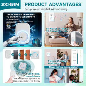 Timbre de bienvenida de seguridad para el hogar al por mayor, sensor de puerta, alarma sonora, timbre inteligente de 55 <span class=keywords><strong>canciones</strong></span>, timbre inalámbrico con botón táctil - Product Image 2