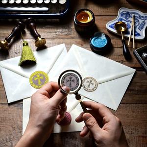 Pegatinas de Cruz de Papel Metálico, Pegatinas Religiosas Autoadhesivas de Papel Metálico, <span class=keywords><strong>Etiquetas</strong></span> Redondas - Product Image 4