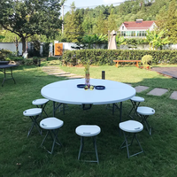 Vente en gros de meubles d'extérieur de haute qualité table pliable de 72 pouces en plastique tables pliantes pour repas, bbq, camping, pique-nique