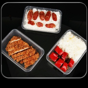 Boîtes à lunch rectangulaires jetables en plastique très vendues, contenants alimentaires à emporter avec couvercles pour sushis et hamburgers - Product Image 5