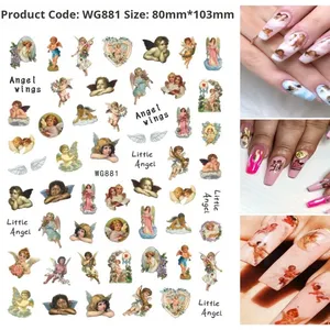 Nuovi Adesivi per <span class=keywords><strong>Unghie</strong></span> 3D a Forma di Cuore <span class=keywords><strong>con</strong></span> Angioletti, Design Cartoonesco Autoadesivo in Offerta - Product Image 5