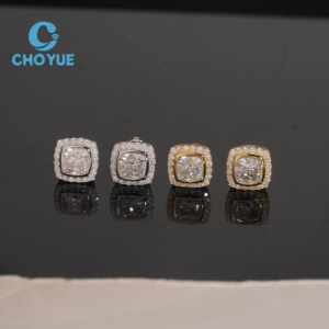 GRA Certificated 925 <b>Silver</b> Gold Plated Iced Out Moissanite Earrings Custom <b>Stud</b> Earrings for Women Fine Jewelry - Product Image 1