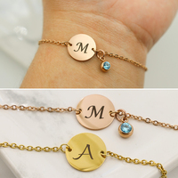 Nouveau Bracelet Femme en Acier Inoxydable Plaqué Or avec Pendentif Disque Gravé et Chaîne à Maillons, Breloque Arabe, Vente en Gros