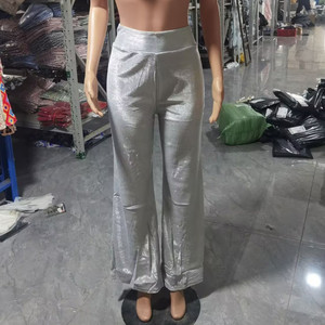 Women's Glitter Silver <strong>Wide</strong> <strong>Leg</strong> High Waist Pants <strong>Trousers</strong> Female Night Club Dance Straight Long <strong>Trousers</strong> Casual Pants - Product Image 6