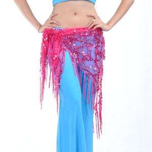 Bestdance Dança do Ventre Triângulo Saia Talão Lantejoula Franja Borla Malha Quadril Cachecol & Cinto Envoltório - Product Image 5