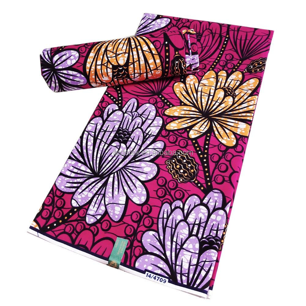 High Quality Ghana Ankara Floral Flower African Wax Printed Fabric 100% Cotton For Wedding Dress