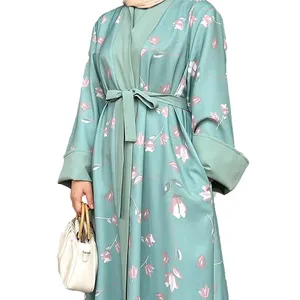 Hot Sale 2pcs Sets Abaya Supplier Long Sleeve Ladies Arabic Islamic Clothing Abaya Women Muslim Dress Dubai With Jumpsuits