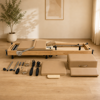 Machine de Pilates Reformer Pliante en Chêne - Équipement de Studio de Pilates Réglable, Écologique, Portable et Durable