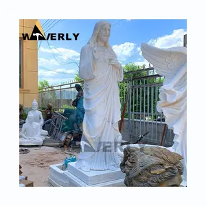 실물 크기 대리석 동상 예수 축복 손으로 만든 예수 그리스도 조각상의 큰 대리석 조각상 종교 대리석