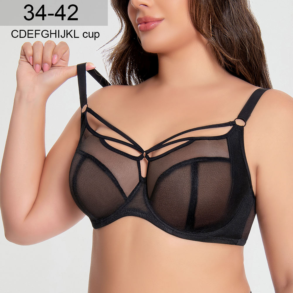 Mature Big Size Transparent Bras Lace Breathable
