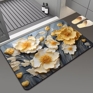 CF personnalisé 3D peinture à l'huile Floral diatomite <span class=keywords><strong>tapis</strong></span> de bain séchage rapide antidérapant <span class=keywords><strong>tapis</strong></span> en caoutchouc pour salle de bain toilette Style moderne hôtels - Product Image 1