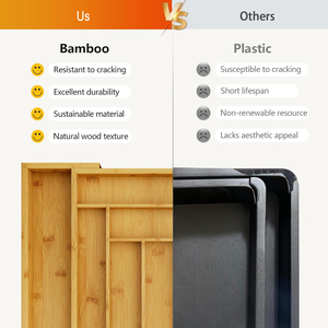 Su misura in legno espandibile cucina utensile di bambù di stoccaggio vassoio <span class=keywords><strong>porta</strong></span> <span class=keywords><strong>posate</strong></span> <span class=keywords><strong>per</strong></span> <span class=keywords><strong>cassetti</strong></span> organizzatore - Product Image 4