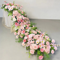 Dekorasi Jalan Meja Pernikahan NINI Custom Table Flower Runner Road Lead, Hiasan Bunga Mawar Buatan untuk Dekorasi Jalan Meja Pernikahan