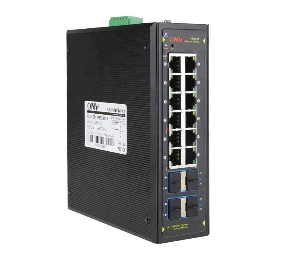 16 Port L3 Switch Eternet Industri, Switch Eternet Gigabit dengan 4*10G SFP + Port