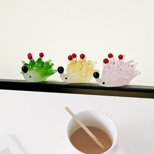 Ornements créatifs en verre en forme d'oursin animalier de dessin animé, décorations pour la maison, le bureau et la chambre, cadeau, jolies petites créations artisanales en fil de verre incrusté - Product Image 4