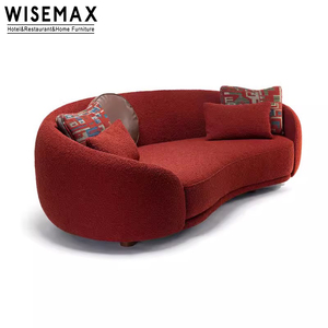 WISEAMX FURNITURE Italian Style 3 Seats Couch Wooden Frame Legs Fabric High Back <strong>Support</strong> Curved <strong>Sofa</strong> for Office Living Room - Product Image 4
