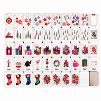 Ensemble de Mahjong de Luxe Américain 1,50 Pouce Or Champagne Tuiles Acryliques 3 Couches 160 Pièces Thème Noël Gravé au Laser