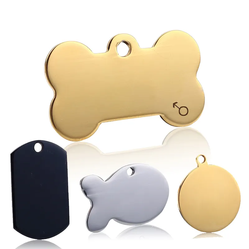 Wholesale Laser Engraved Metal Necklace Pendant Customised Plain Blank Pet ID Tag Stainless Steel Dog Tag With Logo