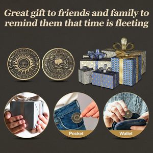 Moneta Commemorativa Personalizzata in Metallo con Teschio, Stile Moderno, Sfida Memento Mori, Token Vivere, Regalo per Stoici - Product Image 5