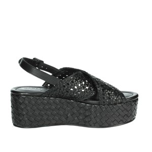 Sandali neri con tacco con soletta in PU con cinturino alla caviglia a punta aperta impermeabile funzione di aumento di altezza comoda per la stagione estiva - Product Image 4