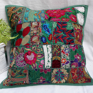 Vente en gros de taies d'oreiller en coton indien <span class=keywords><strong>vintage</strong></span> faites à la main, style ethnique exotique, <span class=keywords><strong>patchwork</strong></span>, coussin carré doux - Product Image 1