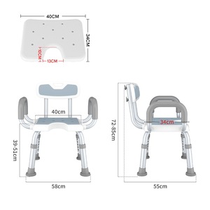 Fushide Yade – chaise de douche avec siège de 40cm et dossier, hauteur réglable, pour personnes âgées et femmes enceintes, équipement de sécurité pour la salle de bain - Product Image 1
